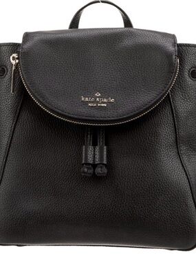 kate spade Black Pebbled Leather Drawstring Backpack